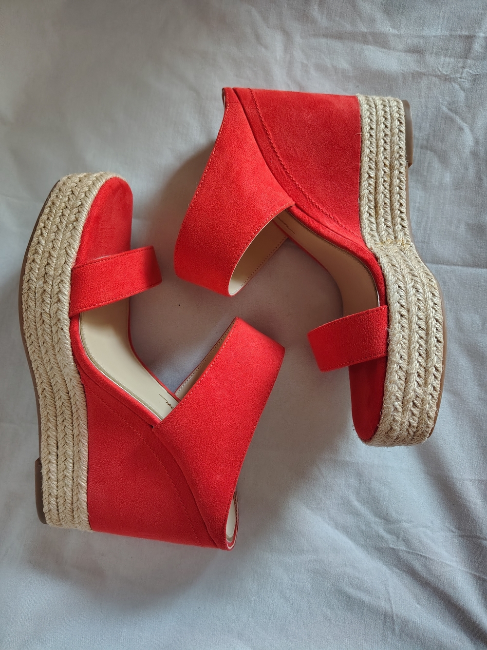 Jessica Simpson Saphita Coral Red Platform Espadrille Wedge Sandals Women's 8M - Picture 11 of 11
